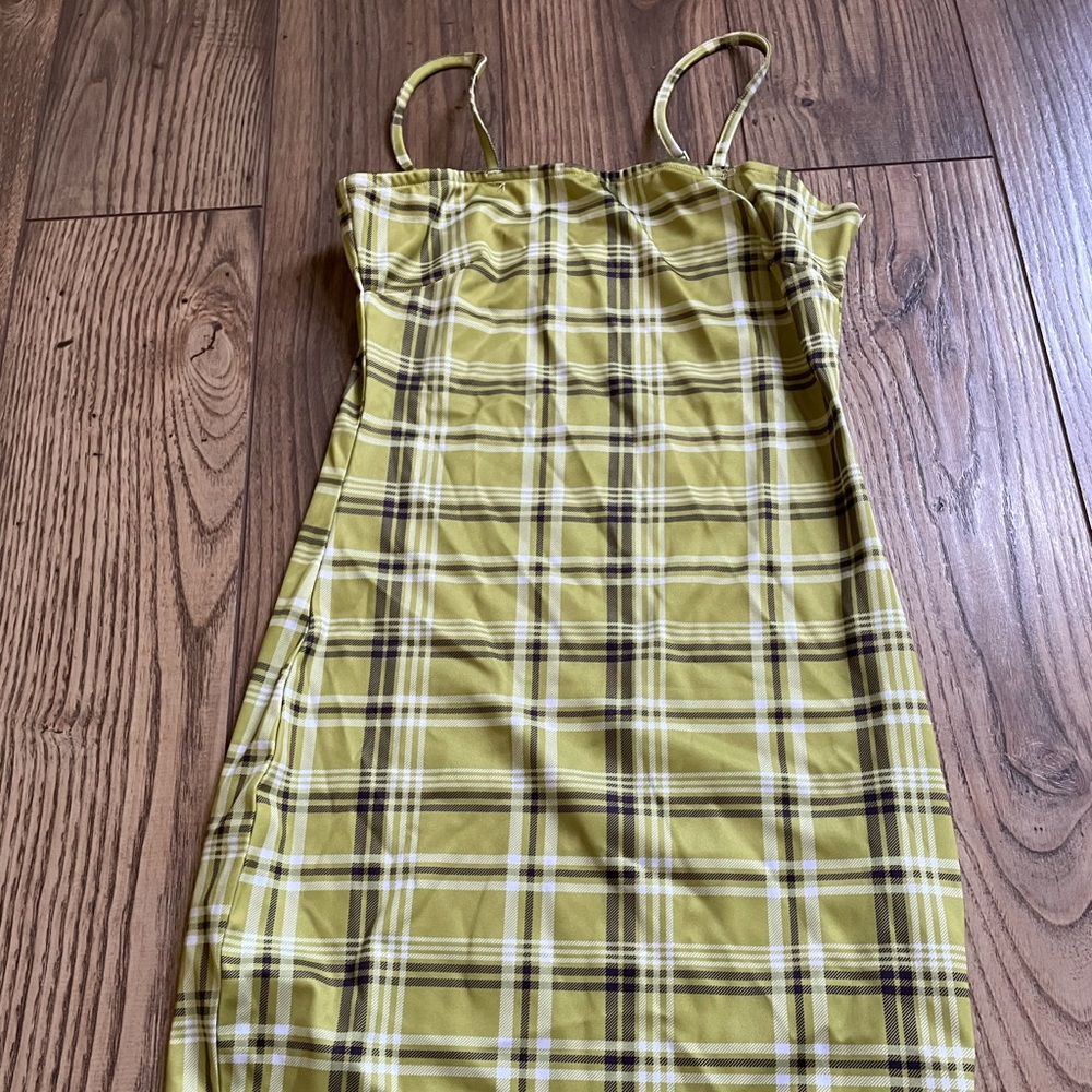 Green plaid bodycon mini dress clueless vibe